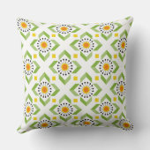 緑モダンオレンジのタンポポとダイヤモンドパターン クッション (裏面)