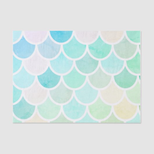 緑モダンカラフル人魚シームレスパターン 薄葉紙 (正面)