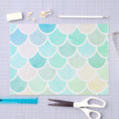 緑モダンカラフル人魚シームレスパターン 薄葉紙 (クラフト)