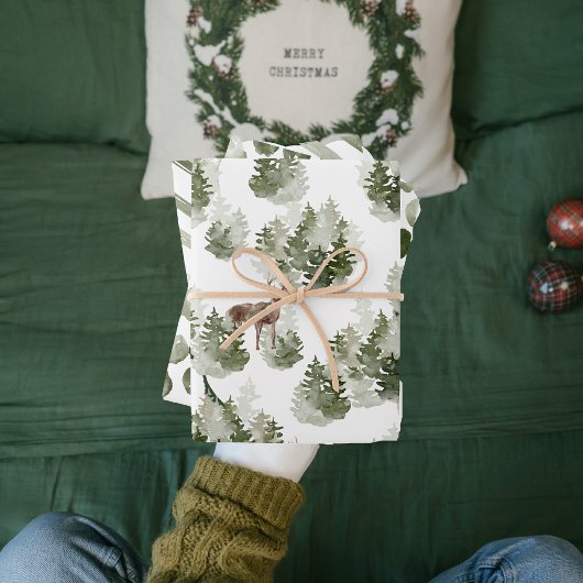 緑モダンクリスマスパターン包装紙シート ラッピングペーパーシート