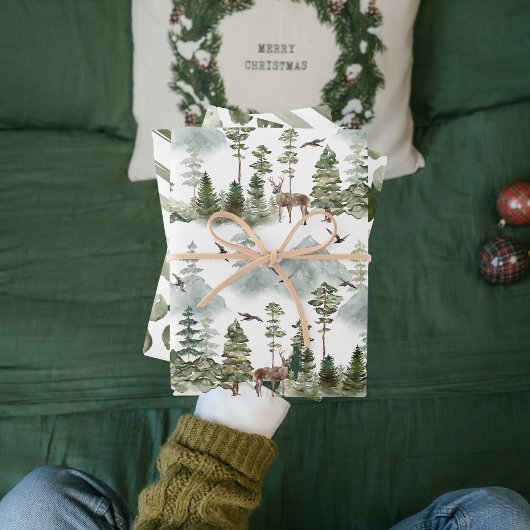 緑モダンクリスマスパターン包装紙シート ラッピングペーパーシート