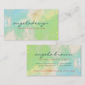 緑モダングラデーション曇り水彩植物学 名刺 (正面/裏面)