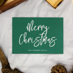 緑モダンコンテンポラリーのメリークリスマス シーズンカード<br><div class="desc">メリークリスマスカーモダンド：デザインとコンテンポラリー&トレンディータイポグラフィとクラシックの緑の背景。</div>