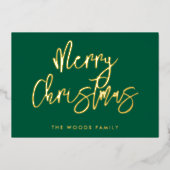 緑モダンコンテンポラリーのメリークリスマス 箔シーズンカード (正面)