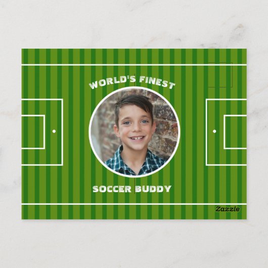 緑モダンサッカー場のカスタム写真 ポストカード (裏面)