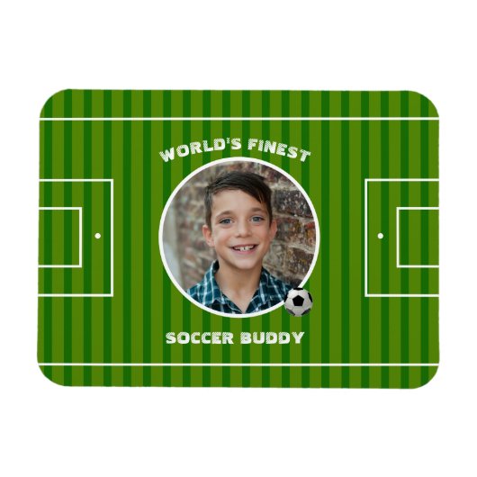 緑モダンサッカー場のカスタム写真 マグネット (横)