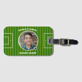 緑モダンサッカー場のカスタム写真 ラゲッジタグ