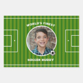 緑モダンサッカー場のカスタム写真 ラッピングペーパーシート (正面)