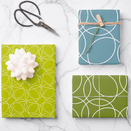緑モダンシンプルのパターン ラッピングペーパーシート