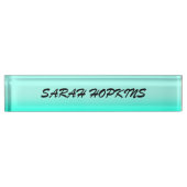 緑モダンシンプルターコイズグラデーション色 デスクネームプレート (正面)