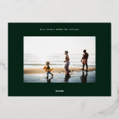 緑モダンスタイリッシュと金ゴールド写真happy 箔シーズンカード (裏面)