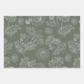 緑モダンセージ・カモミールフローラ ラッピングペーパーシート (正面3)