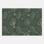 緑モダンセージ・カモミールフローラ ラッピングペーパーシート (正面)