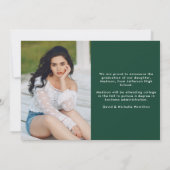 緑モダンタイポグラフィ写真卒業 案内状 (裏面)