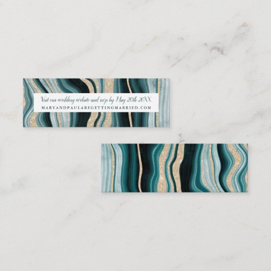 緑モダンターコイズアゲイト大理石結婚詳細 スキニー名刺 (正面/裏面)