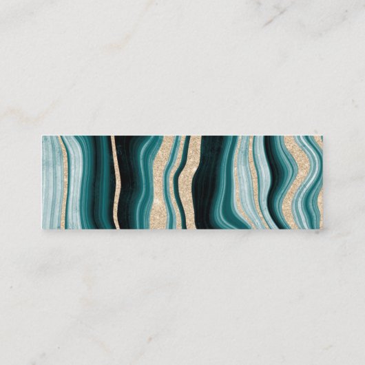緑モダンターコイズアゲイト大理石結婚詳細 スキニー名刺 (裏面)