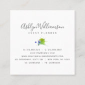 緑モダンターコイズブルー水彩（ばちゃばちゃ）跳ねる スクエア名刺 (裏面)