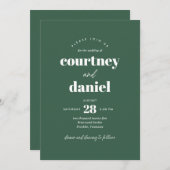 緑モダントレンディーミックスマ結婚ッチ 招待状 (正面/裏面)