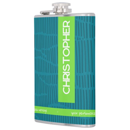 緑モダンパーソナライズされた名 フラスク (左)