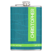 緑モダンパーソナライズされた名 フラスク (正面)