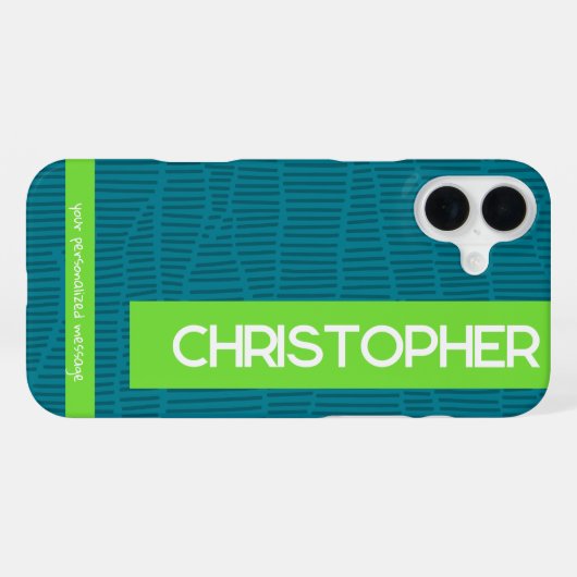 緑モダンパーソナライズされた名 iPhoneケース (裏面横)