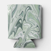 緑モダンファンキー大理石の旋回パターン 缶クーラー (裏面)