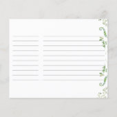 緑モダンブライダルシャワーレシピカード (裏面)