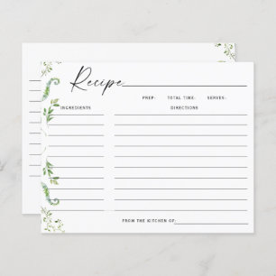 緑モダンブライダルシャワーレシピカード