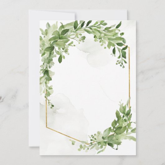 緑モダンブライダルシャワー植物学招待状 招待状 (裏面)