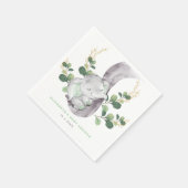 緑モダンベビーゾウ緑金ゴールドガーデン スタンダードカクテルナプキン (角)