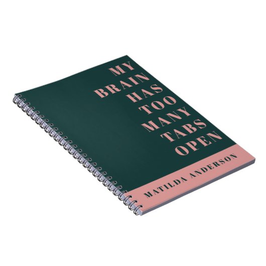 緑モダンミニマルとピンクのタイポグラフィ ノートブック (右側)