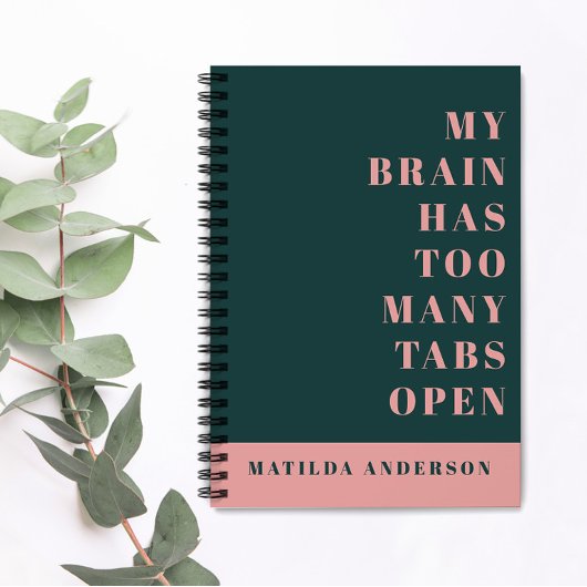 緑モダンミニマルとピンクのタイポグラフィ ノートブック