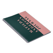 緑モダンミニマルとピンクのタイポグラフィ ノートブック (右側)