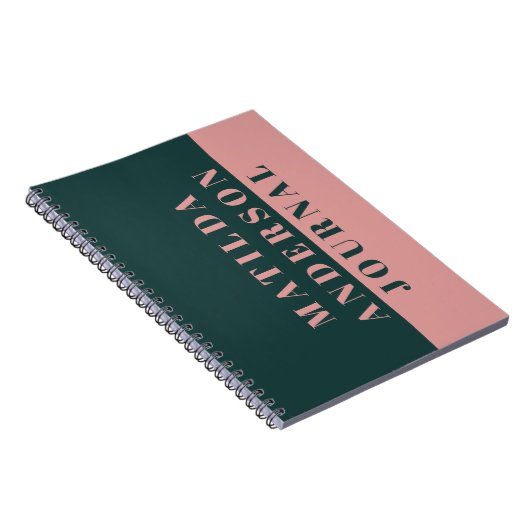 緑モダンミニマルとピンクのタイポグラフィ ノートブック (右側)