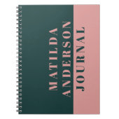 緑モダンミニマルとピンクのタイポグラフィ ノートブック (正面)