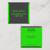 緑モダンミニマルとマットブラック スクエア名刺 (正面/裏面)