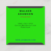 緑モダンミニマルとマットブラック スクエア名刺 (裏面)