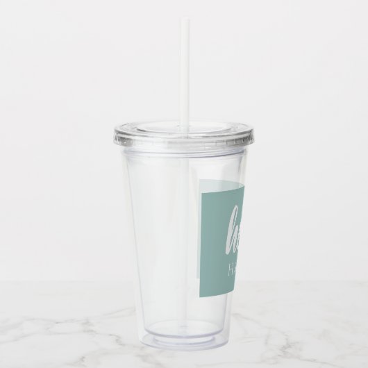 緑モダンミニマルと白こんにちは アクリルタンブラー (右)