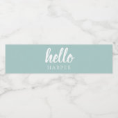 緑モダンミニマルと白こんにちは ペットボトルラベル (シングルラベル)