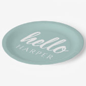 緑モダンミニマルと白こんにちは ペーパープレート (アングル)