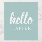 緑モダンミニマルと白こんにちは ワインラベル (シングルラベル)