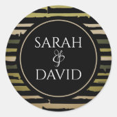 緑モダンミニマルのストライプ丸ステッカー ラウンドシール (正面)