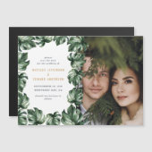 緑モダンミニマルの熱帯のヤシ結婚写真 (正面/裏面)