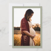 緑モダンミニマルセージOh赤ちゃんシャワー 招待状 (裏面)