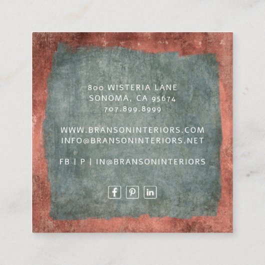 緑モダンミニマル銅ジュエリー設計者 スクエア名刺 (裏面)