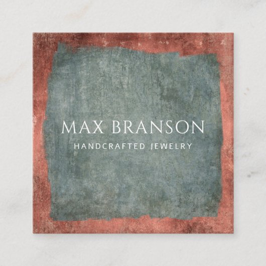 緑モダンミニマル銅ジュエリー設計者 スクエア名刺 (正面)