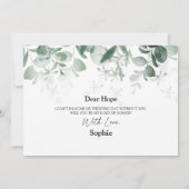 緑モダンメイド・オブ・オーナー（花嫁付き添い人）白案 招待状 (裏面)