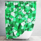 緑モダンモザイク模様 シャワーカーテン