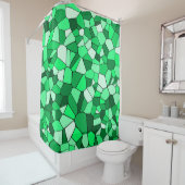 緑モダンモザイク模様 シャワーカーテン (インサイチュ)