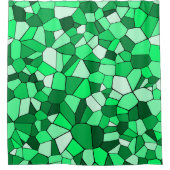 緑モダンモザイク模様 シャワーカーテン (正面)
